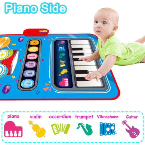 Covoraș Muzical cu Pian și Set de Tobă pentru Copii
