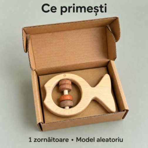 Zornăitoare din lemn natural cu 8 modele diferite