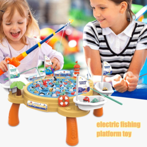 Joc de Pescuit Electric cu 45 Pești și 4 Undițe