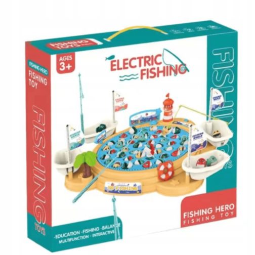 Joc de Pescuit Electric cu 45 Pești și 4 Undițe