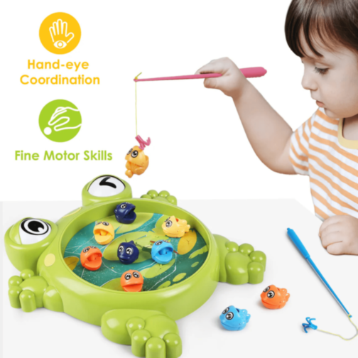 Joc Pescuit Magnetic Broască cu 10 Peștișori