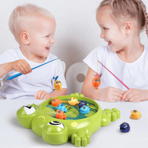 Joc Pescuit Magnetic Broască cu 10 Peștișori