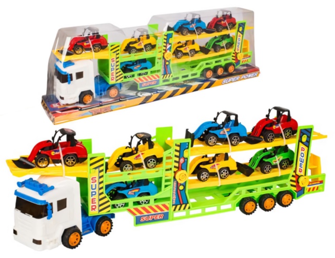 Mega Camion cu Trailer și 7 Buldozere, 64cm