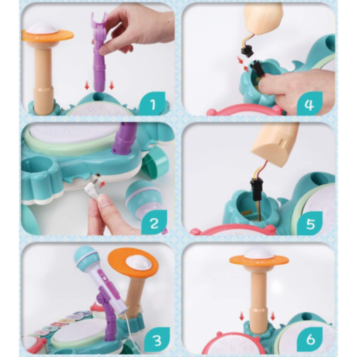 Jucărie Interactivă Set de Tobă și Pian cu Microfon pentru Copii