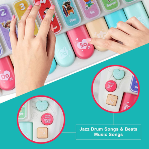 Jucărie Interactivă Set de Tobă și Pian cu Microfon pentru Copii