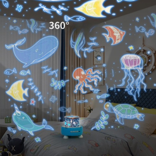 Proiector Lumină Noapte cu Telecomandă – Relaxare și Atmosferă Magică (albastru)