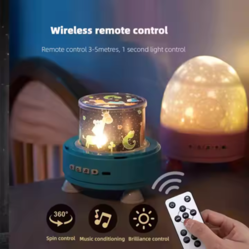 Proiector Lumină Noapte cu Telecomandă – Relaxare și Atmosferă Magică (albastru)