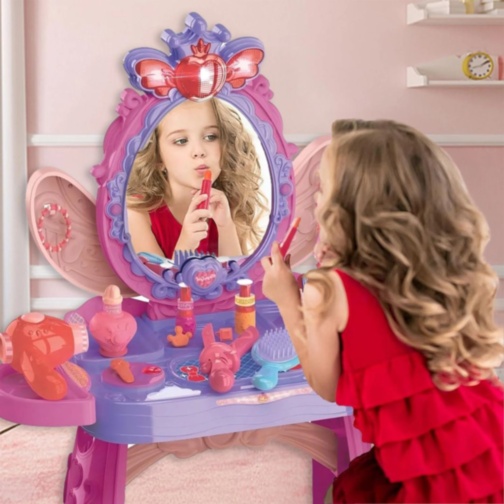 Măsuță de machiaj pentru copii cu lumini și muzică, fără scaun