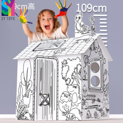 Căsuță interactivă de colorat pentru copii - 79x63x109 cm