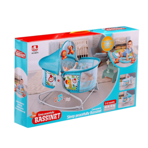 Pătuț Leagăn pentru Bebeluși cu Vibrații, Muzică și Jucării Suspendate – Model Jungle