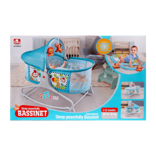 Pătuț Leagăn pentru Bebeluși cu Vibrații, Muzică și Jucării Suspendate – Model Jungle