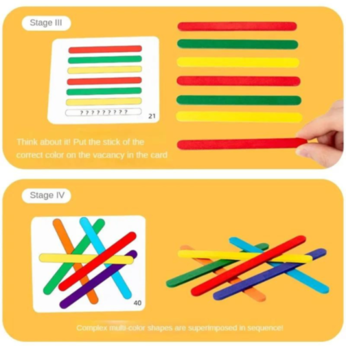 Set Montessori – Bețișoare Colorate pentru Construirea Formelor și Dezvoltarea Gândirii