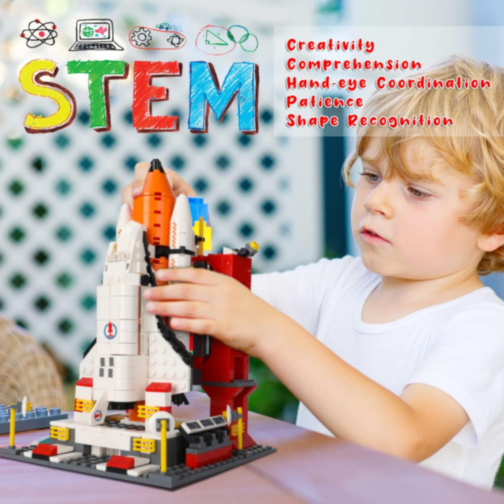 Set de Construcție 6 în 1 Navetă Spațială și Rachetă – 1000+ Piese