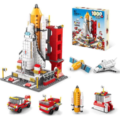 Set de Construcție 6 în 1 Navetă Spațială și Rachetă – 1000+ Piese