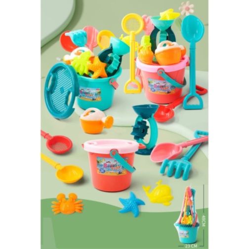 Set Mare de Plajă cu Găletușă, Roată de Apă și Forme Marine (culoare aleatorie)