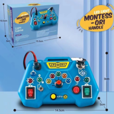 Busy Board Montessori cu Lumini LED – Consolă Interactivă de Joacă și Învățare | image