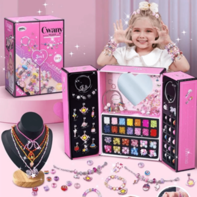 Set Bijuterii DIY Fetițe 3 în 1 cu Mărgele Colorate | image