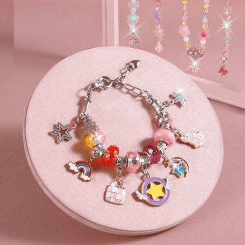 Set Bijuterii DIY Fetițe 3 în 1 cu Mărgele Colorate