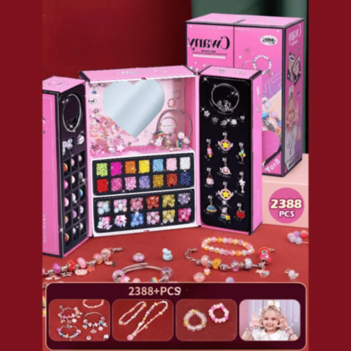 Set Bijuterii DIY Fetițe 3 în 1 cu Mărgele Colorate