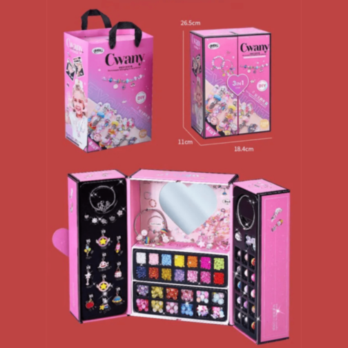 Set Bijuterii DIY Fetițe 3 în 1 cu Mărgele Colorate