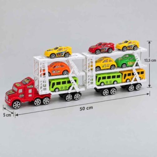 Camion transportor de jucărie cu 9 vehicule incluse