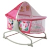 Pătuț Tip Leagăn cu Baldachin, Vibrații și Jucării Suspendate – Roz
