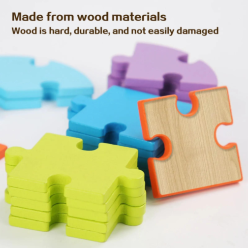 Puzzle Logic Creativ din Lemn - Set educațional cu 48 de cărți și 65 de piese