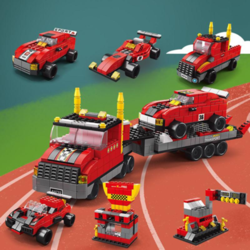 Set de Construcție Echipa de Curse 6 în 1 – 1000 Piese