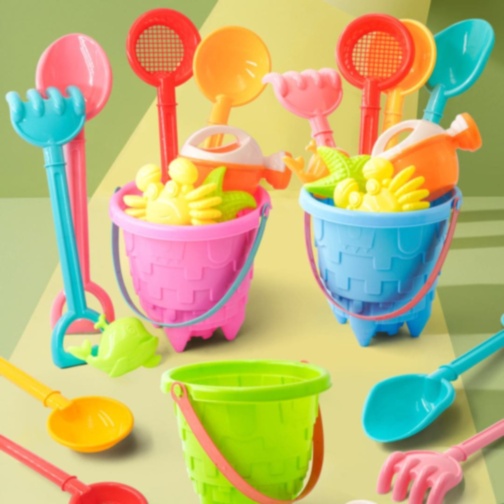 Set de Plajă cu Găletușă Texturată, Ustensile și Forme (culoare aleatorie)