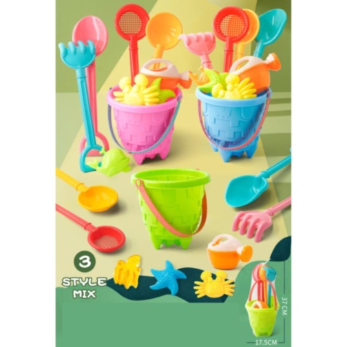 Set de Plajă cu Găletușă Texturată, Ustensile și Forme (culoare aleatorie)