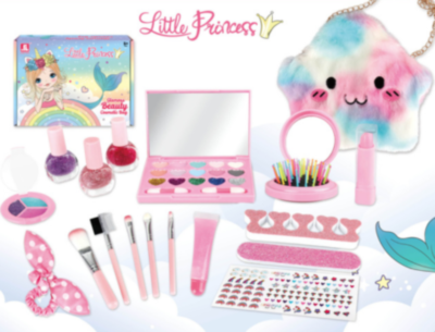 Set Machiaj Copii cu Geantă Puf Colorată | image