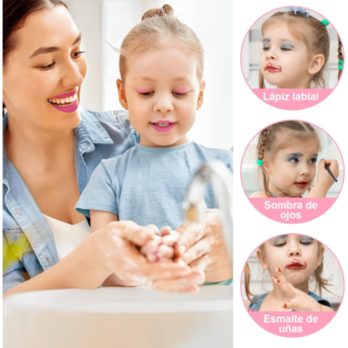 Set Machiaj Copii cu Geantă Puf Colorată