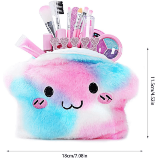 Set Machiaj Copii cu Geantă Puf Colorată