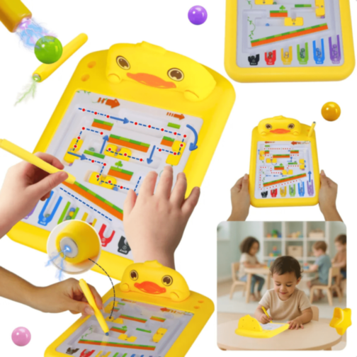 Labirint Magnetic Rață Galbenă cu Bile Colorate