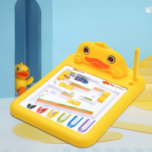 Labirint Magnetic Rață Galbenă cu Bile Colorate