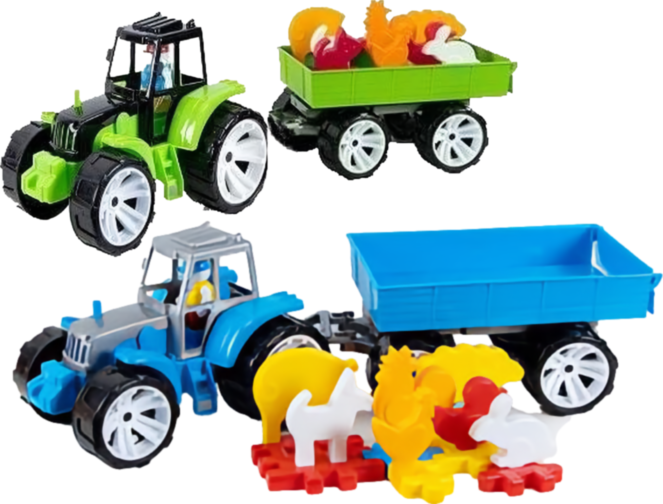 Tractor cu Remorcă și Animale, 58cm 