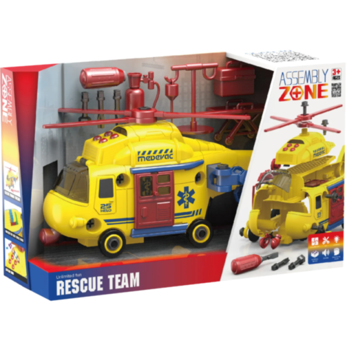 Elicopter de Salvare cu Sunete și Lumini – Set Asamblare