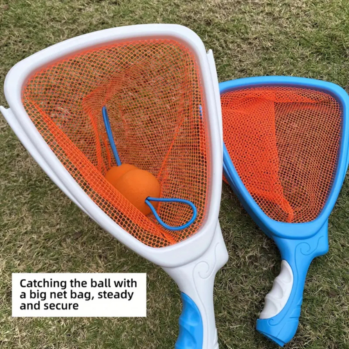 Set Interactiv de Rachete cu Plasă și Minge Elastică – Joc de Exterior pentru Copii