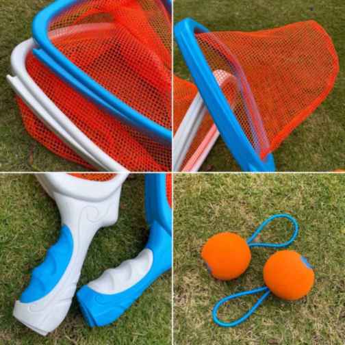 Set Interactiv de Rachete cu Plasă și Minge Elastică – Joc de Exterior pentru Copii