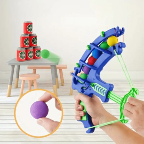 Set Tir cu Arcul și Ținte – Lansator cu Bile Moi Colorate (culoare aleatorie)