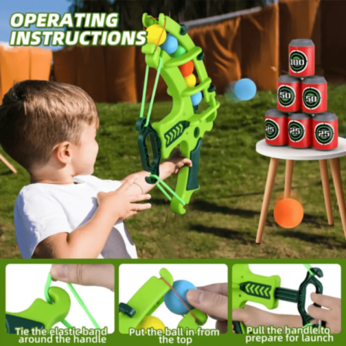 Set Tir cu Arcul și Ținte – Lansator cu Bile Moi Colorate (culoare aleatorie)