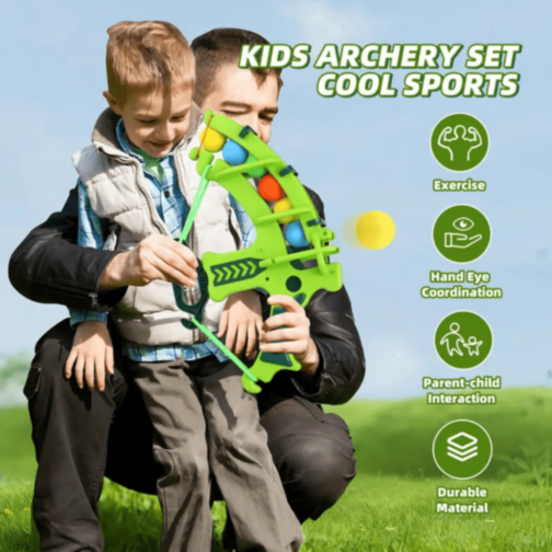Set Tir cu Arcul și Ținte – Lansator cu Bile Moi Colorate (culoare aleatorie)