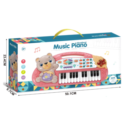 Pian Educațional cu Ursuleț și Funcție de Înregistrare pentru Copii