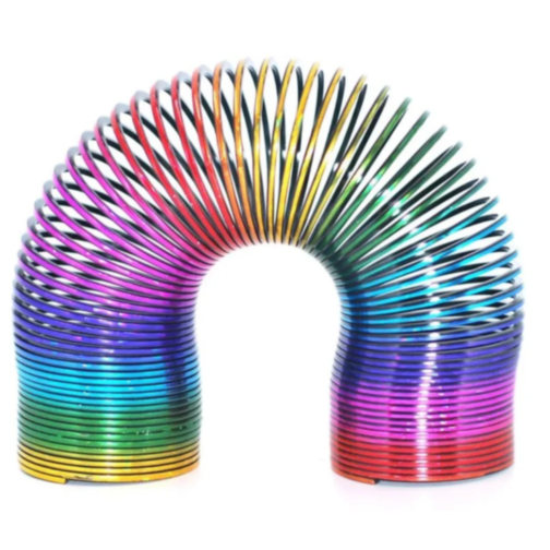 Jucărie antistres „Slinky” curcubeu cu aspect metalic