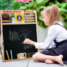Tablă Educațională din Lemn 2 în 1 cu Abac, Ceas și Magnet