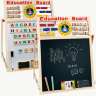 Tablă Educațională din Lemn 2 în 1 cu Abac, Ceas și Magnet