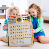 Tablă Educațională din Lemn 2 în 1 cu Abac, Ceas și Magnet