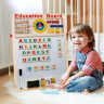 Tablă Educațională din Lemn 2 în 1 cu Abac, Ceas și Magnet
