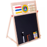 Tablă Educațională din Lemn 2 în 1 cu Abac, Ceas și Magnet