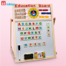 Tablă Educațională din Lemn 2 în 1 cu Abac, Ceas și Magnet